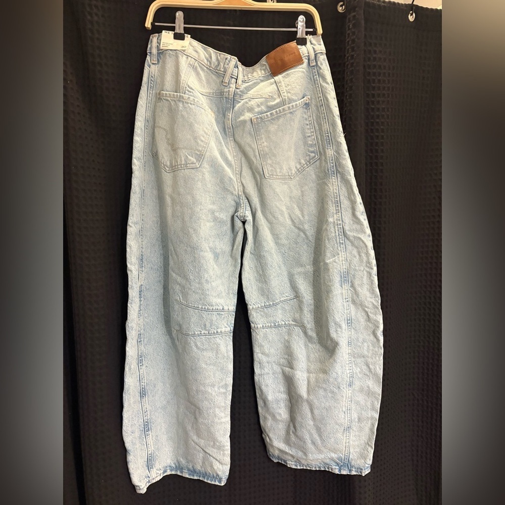 Free People We The Free Good Luck Mid-Rise Barrel Jeans Size 30 Aegean NWT - Picture 6 of 7